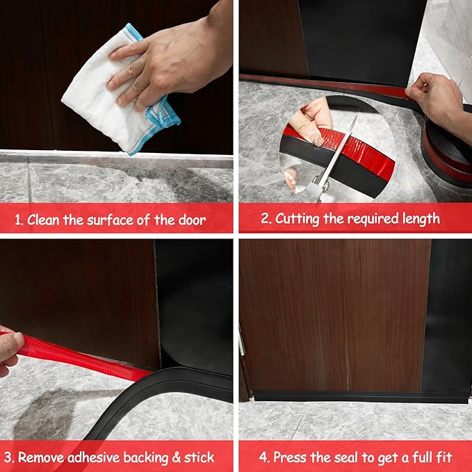 Silicone Weather Stripping, 2 inch (W) x 20 Ft (L) Door Draft Stopper Window Seal Strip for Gaps of Door & Windows, Garage Door Under Bottom, Sealing Tape Shower Doors Sweep, Black