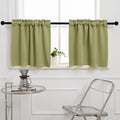 Pickluc Cafe Half Window Curtain - 36" Long, Rod Pocket Kitchen Curtain, Blackout for Small Window, 2 Panels, 30" x 36", Sage Green
