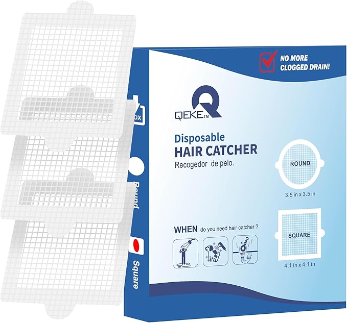 Disposable Hair Catcher Shower Drain Mesh Stickers, Hair Catchers for Shower, 25 Pack, 4.1 Inch - Square