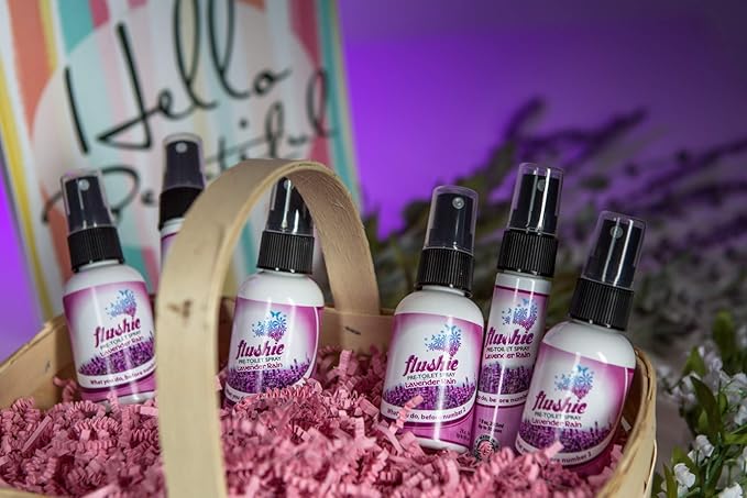 Flushie Lavender Pre-Toilet Spray - Travel Size Toiletries 1oz 3pack Spray for Toilet Deodorizer & Odor Eliminator