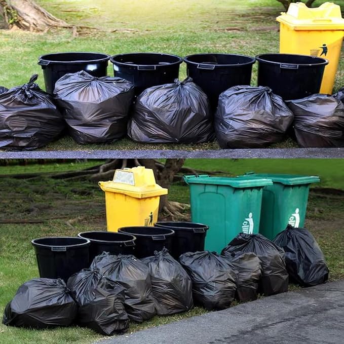 55-60 Gallon Trash Bags, 50 Count Bulk, Black Heavy Duty Garbage bags, Multi-purpose Trash Can Bin Liners for home Commercial, Outdoor, Construction, Industrial, Lawn, Leaf