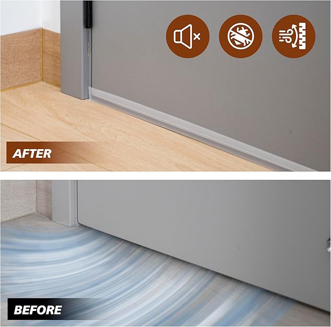 RECAPS 25mm 16.4 Feet Silicone Weather Stripping Door Seal, Transparent Under Door Gap Filler for Draft Stopper Adhesive Doors Windows and Shower Glass Gaps