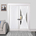 DWCN French Door Curtains – Rod Pocket Thermal Curtain for Doors with Glass Window, Kitchen and Patio Doors for Privacy, 54 X 72 Inches Long, 1 Curtain Panel with Tieback, Pure White