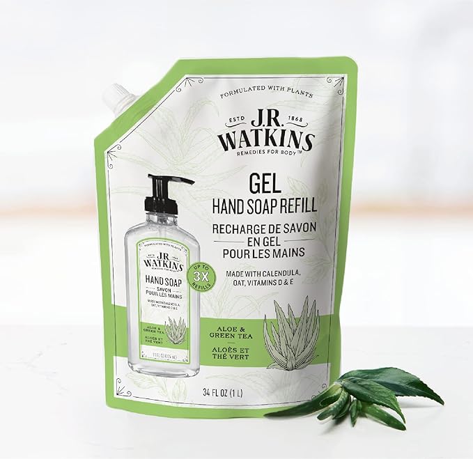 J.R. Watkins Hand Soap Refill, Aloe and Green Tea 34 fl Ounce