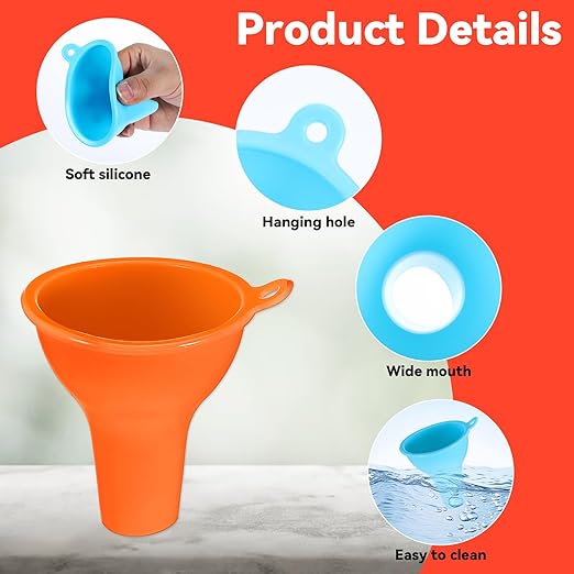4 Pcs Funnels for Kitchen Use Filling Bottles Silicone Funnel Wide Mouth Funnel Multi Color Flexible Condiment Funnels Kitchen Gadgets Accessories for Filling Water Bottle Liquid Transfer