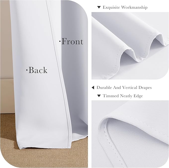 PONY DANCE Black Out Curtains for Bedroom 54 inch Length 2 Panels Set, Thermal Insulated Room Darkening Window Drapes for Living Room, Grommet Top (W34 x L54 Inch, Pure White)