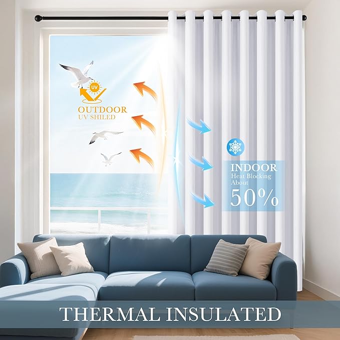 PONY DANCE 40 inch Long Curtains - Small Curtains for Bathroom Windows, Room Darkening Drapes 2 Panel Set Thermal Insulated Window Drape for Living Room Kitchen Home Office, Pure White