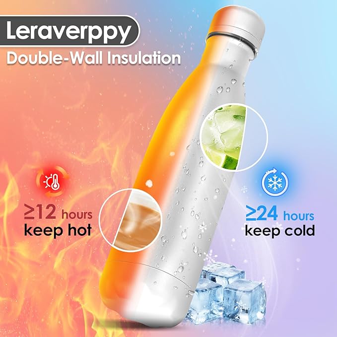 17oz Cola-Bottle Shaped Stainless Steel Leak-proof Water Bottle,Double Wall Vacuum Insulated Metal,Travel Mug For Sports Indoors & Outdoors,BPA-Free School Kids Flasks,White(12Pack)