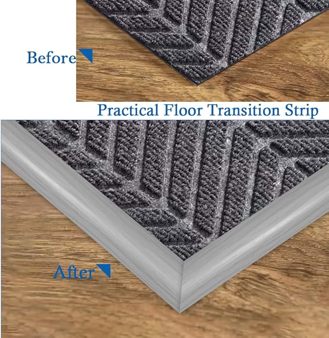 Floor Transition Strip Self Adhesive Carpet & Flooring Transitions Edging Trim Strip PVC Threshold Transitions Suitable for Threshold Height Less Than 5mm (3.3Ft, Wood Grain Gray-New)
