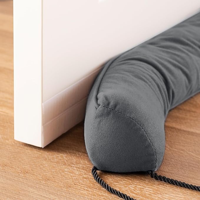 Sunolga 30" Door Draft Stopper Blocks Hot and Cold Air with Removable Washable Cover for Gaps Up to 3", All-Season Seal for Noise, Door Sweep for Bottom of Door and Window, Home Essentials, Gray