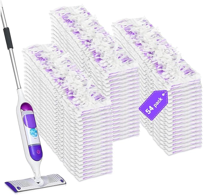 54 Count Disposable mop Pads Refills Compatible with Swiffer PowerMop Multi-Surface Mop and PowerMop Wood Mop, Replacement Pads Use for Floor Cleaning