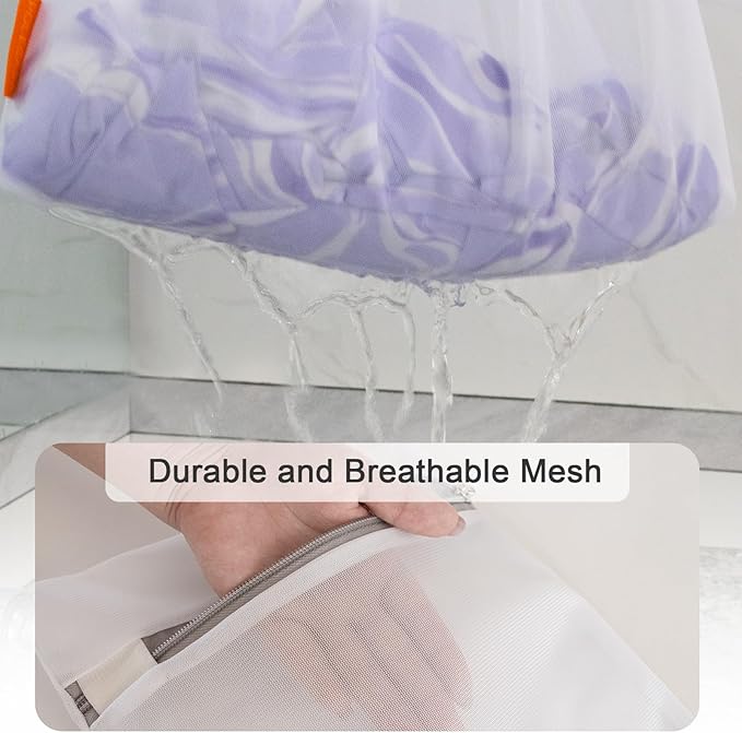 Polecasa 3Pcs 16 x 20 Inches Extra Durable Fine Mesh Laundry Bags with Sturdy Zipper for Delicates, Protect Clothes in Washing Machine, Laundry Room Essentials for College, Dorm (3 Large)