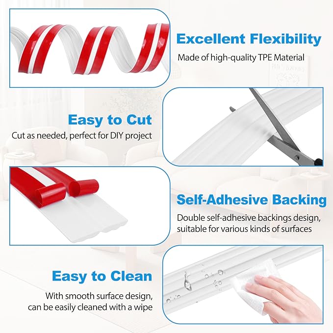 Wall Corner Protector Peel and Stick Corner Trim Molding Flexible Inside & Outside Wall Edge Guard Self Adhesive Moulding Trim for Edge Use, White, 1.6” W x 10’ L