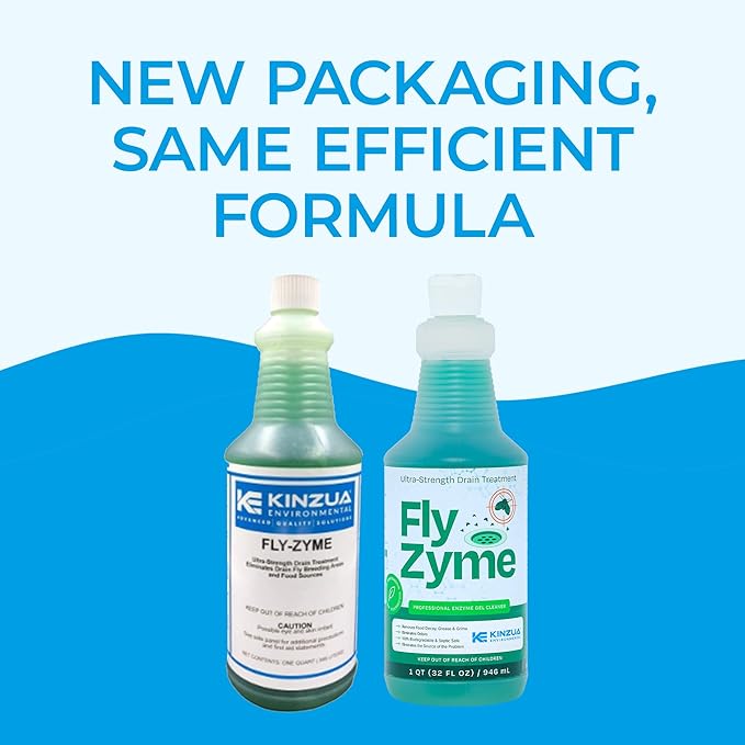 Kinzua Environmental Fly-Zyme, Highly Concentrated Enzyme Drain Cleaner for Pipes, Drain Gel for Fruit Flies, Organic Waste Degrader & Odor Neutralizer, 32 fl oz, Pack of 2