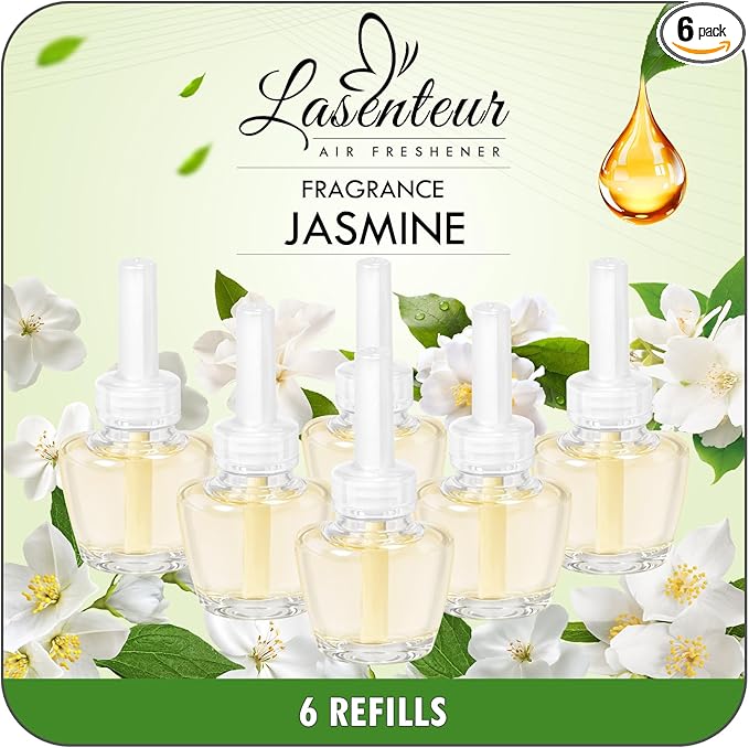 Plug-in Refills Home Plug-in Air Freshener - Jasmine Essential Oil Refills 6 Count Long-Lasting Fragrance - For Room and Bathroom Wall Compatible with Air Wick,Compatible with Glade