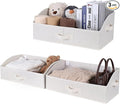 WUIKE 3 Pack Extra Large Closet Storage Bins with Handles, Fabric Trapezoid Storage Binsr for Organizing Clothes, Sheets, Blankets, White & Beige