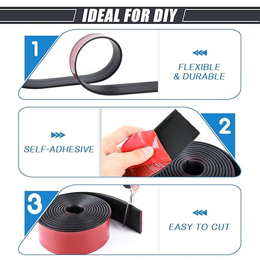 Adhesive Rubber Strips Neoprene Rubber Sheets, Rolls & Strips with Adhesive Backing Rubber Pads Self Stick Seal Rubber Gasket Adhesive Back for Matting Padding - 1/2" Wide x 1/16" Thick x 20' Long