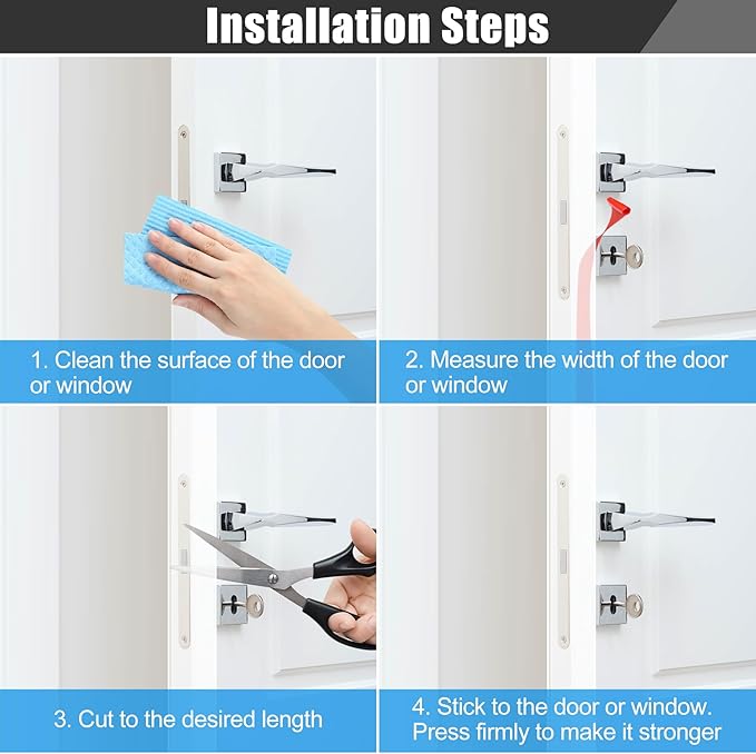 Draft Seal Tape for Doors and Windows 2 in x 10 Ft Silicone Weather Stripping Extra Thick 2mm Door Seal Strip with Strong Adhesive Draft Insulation Stopper Side Seal - Clear