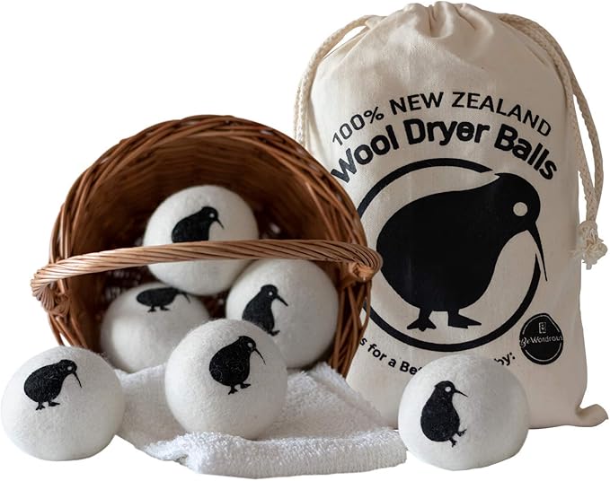 Wool Dryer Balls XL, 100% New Zealand Organic Wool - Reusable Natural Fabric Softener for Laundry, Dryer Sheets Alternative - Prevent Wrinkles and Anti Static (White, 6-Pack)
