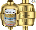 R7 Shower Filter High Put Shower Water Filter for Hard Water 99.99% Remove Chlorine, Shower Water Softener, Improve your skin and hair, Bathroom Fixture Hardware Parts, Brushed Gold, 2 Pack