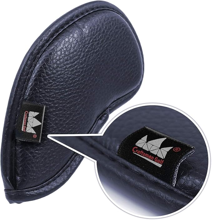 CRAFTSMAN GOLF 12pcs or 1pc Thick Synthetic Leather Golf Iron Head Covers Set Headcover Fit All Brands Callaway Ping Taylormade Cobra Etc. Also Custom Name