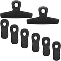 COOK WITH COLOR Bag Clips, Heavy Duty Chip Clip and Refrigerator Magnet Clips for Food Storage with Air Tight Seal Grip for Snack Bags and Food Bags (Black, Pack of 8)