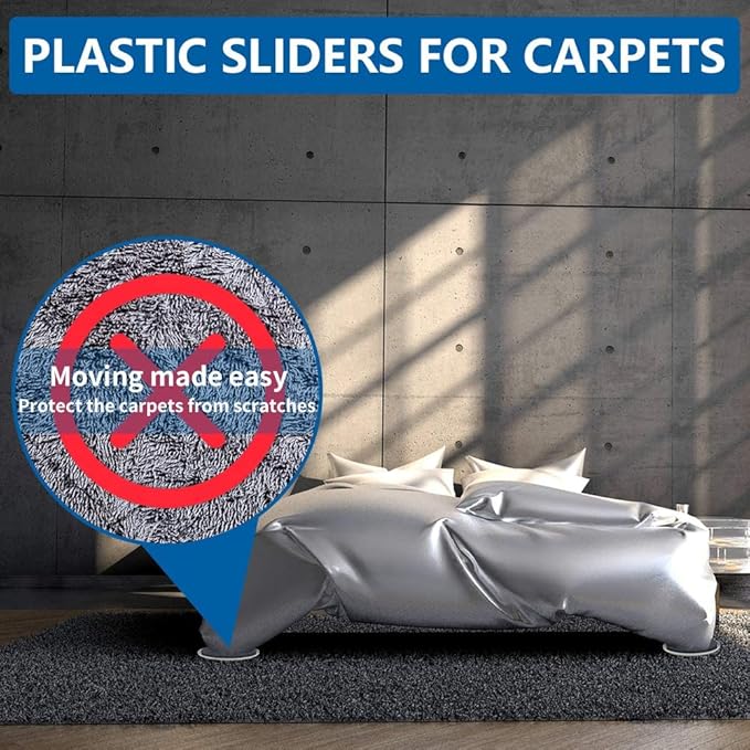 Furniture Sliders,Multi-Surface 2-in-1 Furniture Moving Pads for Carper & Hardwood Floors - 12 Pack 5" Carpet Sliders and 12 Hardwood Socks - Protect Floors & Carpet and Easier to Move