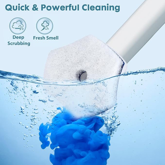 COBETE Disposable Toilet Brush Wand Kit with 56 Refills, Efficient Deep Scrubbing Toilet Bowl Cleaner Wand for Bathroom Toilet Cleaning