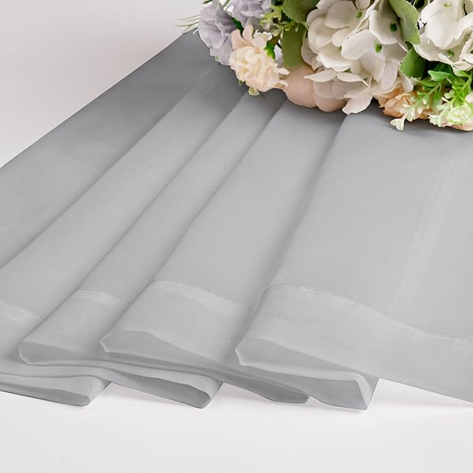 Chyhomenyc Sheer Valances for Windows 2 Pack, Small Window Curtains for Living Room Bathroom Cafe Laundry Basement, Modern Top Dual Rod Pocket Voile Curtain, 42W x 18L inches, Light Grey
