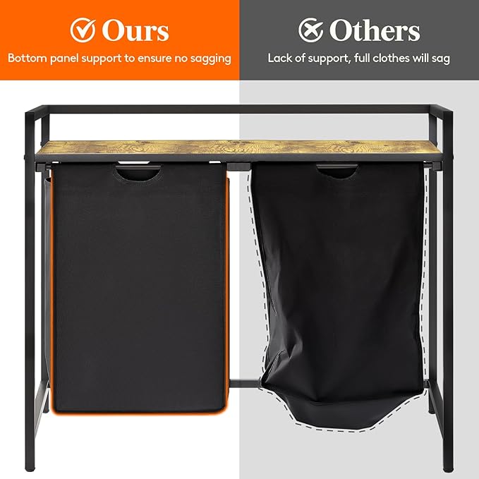 Lifewit Laundry Hamper 3 Section, 120L Pull out Laundry Clothes Basket Organizer with Large Top Shelf and 3 Removable Bags and Handles, Laundry Sorter for Laundry Room Bedroom Bathroom Dorm, Black