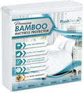 PlushDeluxe Premium Bamboo Mattress Protector – Full Size, Waterproof, & Ultra Soft Breathable Noiseless Washable Bed Mattress Cover for Comfort & Protection - White