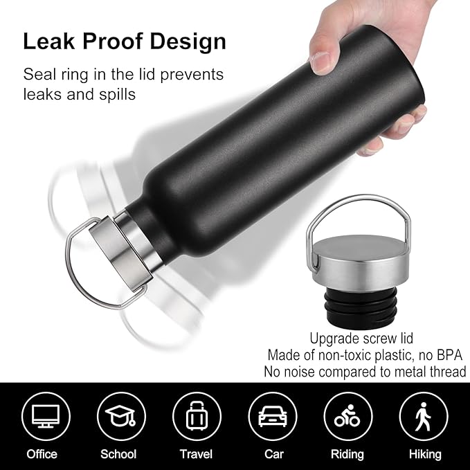 Neihepal 20 oz Insulated Water Bottles Bulk 8 Pack,Stainless Steel Double Wall Sport Bottle with Lid of Handle,Metal Reusable Flask for School,Cyclists,Hikers,Gift (Assorted,Set of 8)