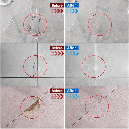 Tile & Fiberglass Tub Repair Kit(Color Matching), Porcelain Sink Repair Kit, Countertop Repair Kit for Granite, Marble, Quartz, Ceramic & Shower Repair Kit for Chips, Cracks, Scratches, Holes
