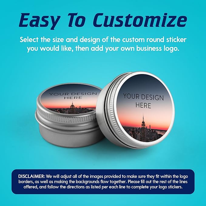 100 Custom Vinyl Stickers - Upload Your own Image, Text, Design, Logo - Personalized Logo Labels for Handmade, Packaging, Bottle, Jars, Candle, Brand Stickers (City, 2x2)
