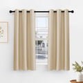PONY DANCE Biscotti Beige Short Blackout Curtains for Kitchen 45 Inch Length, Thermal Insulated Grommet Curtains for Bedroom, Black Out Drapes for Bathroom Small Window (2 Panels Set, 34 inches Wide)