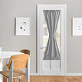 NICETOWN Semi Sheer Curtains 64 inches Long for Front French Door, Farmhouse Light Filtering Window Panels for Glass Office, Door Window Covering with Tieback, 26 Inches Wide, 1 Panel, Dark Grey