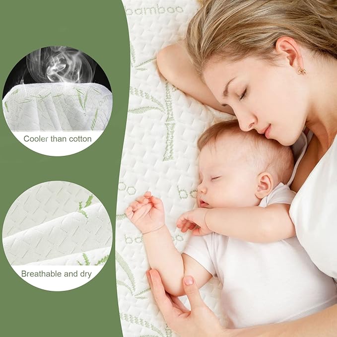 Twin XL Mattress Protector Waterproof Mattress Pad Washable Bamboo Rayon Mattress Cover Breathable Noiseless Bed Protector 5" - 21'' Elastic Fitted Deep Pocket