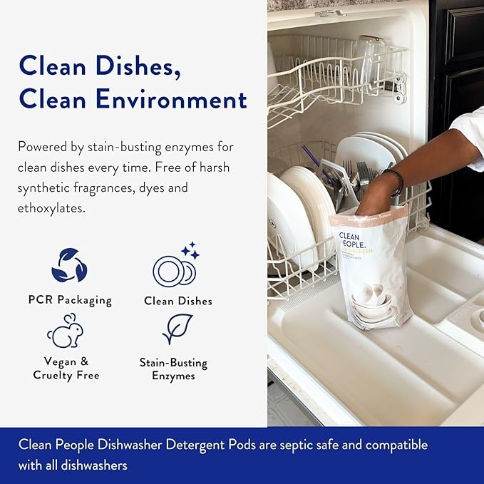 The Clean People Dishwasher Detergent Pods | Cuts Grease and Rinses Sparkling Clean | Residue-Free | Lavender, 120 Pack