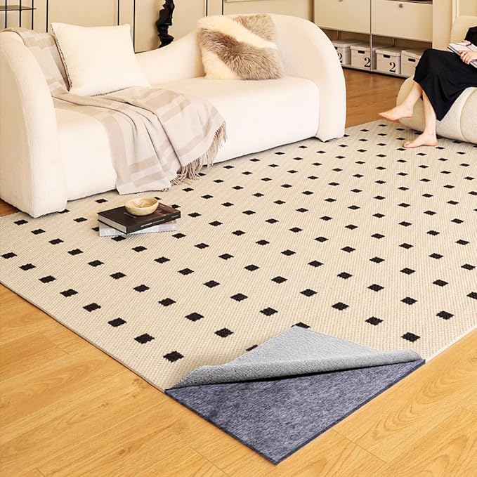 Extra Large Area Rug Cushioned Carpet Pad, 6x9 Ft, Thick Felt Pad for All Floors, Keeps Rug in Place Soft