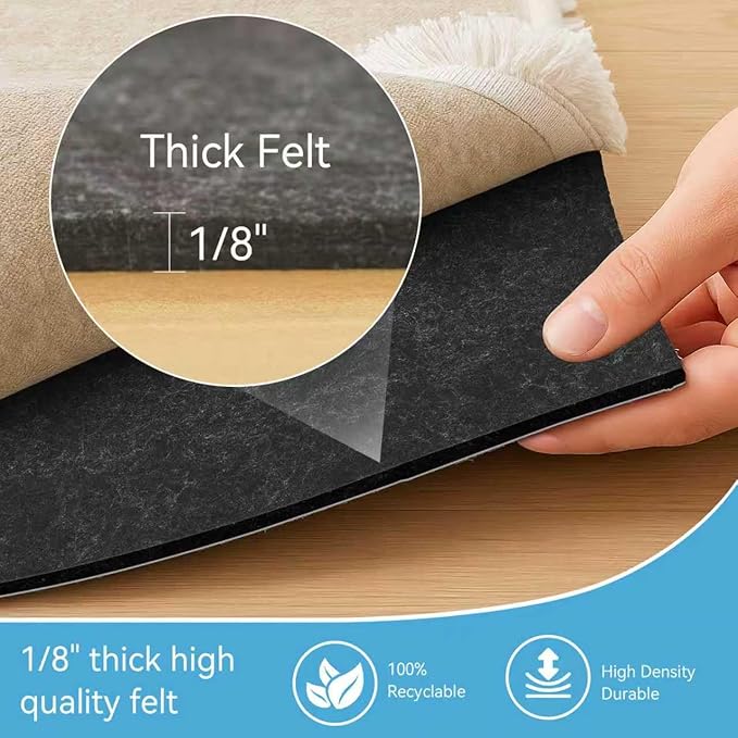 Warmstar 2x8 FT Non Slip Rug Pad,100% Waterproof Felt Rug Pad for Hardwood Floors,1/8” Thick Soft Carpet Pad with Natural Rubber Backing, Secure Grip & Floor Protection
