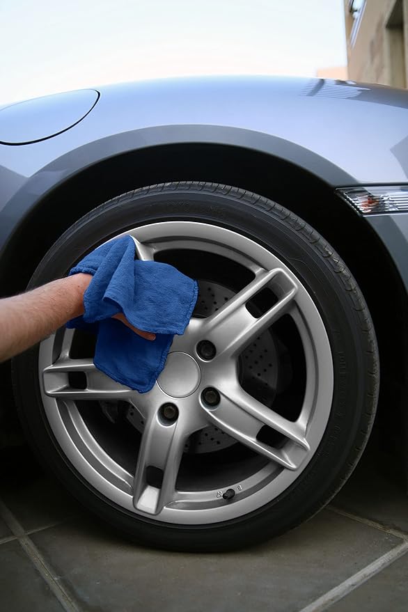 Avalon Towels Cotton Shop Rags – (Pack of 100) Size 12x14 Inches Cleaning Rags – Absorbent Shop Towels and Multipurpose Cleaning Towels for Automobiles, Industries, Garage and Homes (Blue)