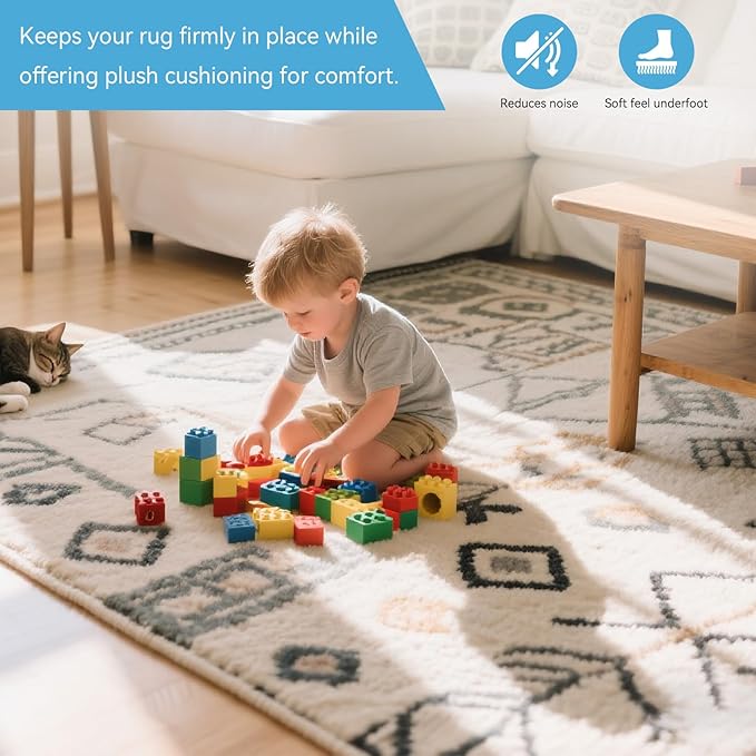 Warmstar 5x7 FT Non Slip Rug Pad,100% Waterproof Felt Rug Pad for Hardwood Floors,1/2” Thick Soft CarpetPad with Natural Rubber Backing,Secure Grip & Floor Protection