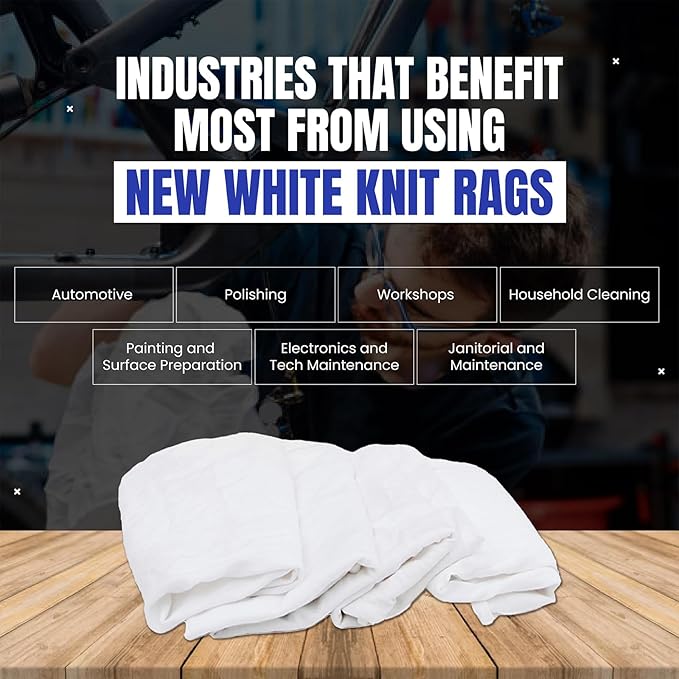 Premium White T-Shirt Cleaning Rags (600 lbs. Pallet 120x5 lbs. Bag) – White Cotton Rags for Cleaning, Staining, Painting, Oil, Grease & Dust Removal – Shop Rags Bulk for Multipurpose use