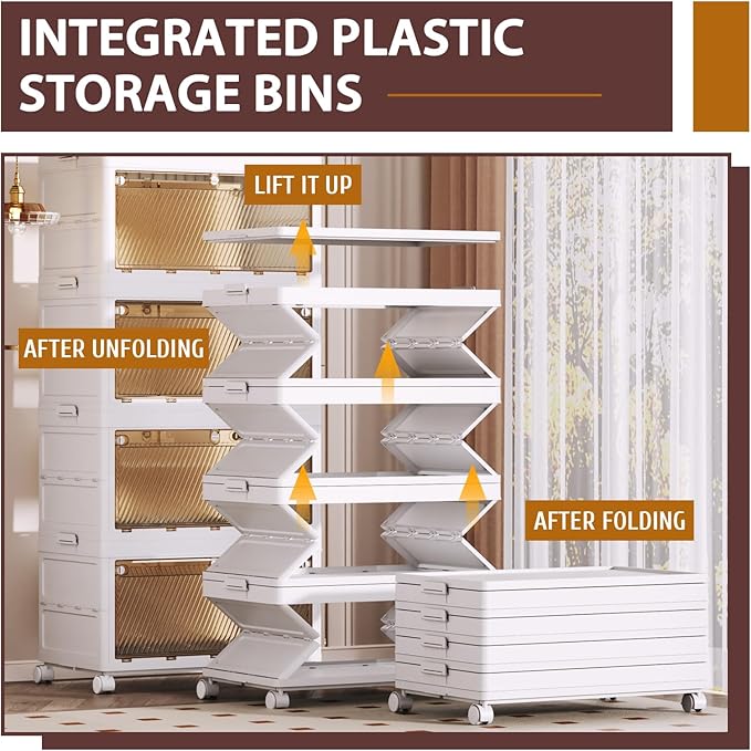 QudraKast 4-Tier Stackable Plastic Storage Bins - 67QT Stackable Storage Bins - Closet Organization Suitable for Bedroom, Organization and Boxes for Study, Toy Room, Office
