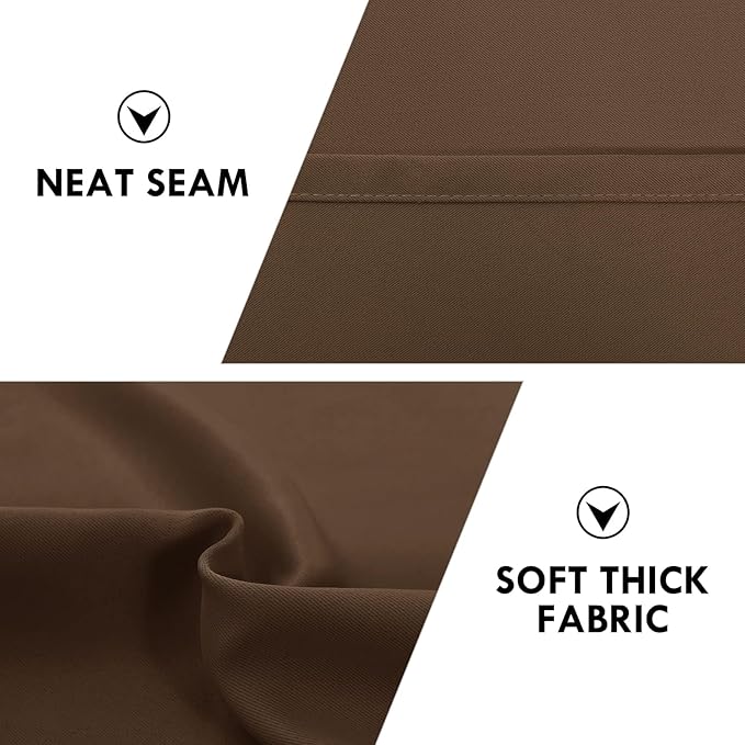 DWCN Blackout Curtains for Living Room Thermal Insulated, Energy Saving & Noise Reducing Bedroom Curtains, Brown, W 70x L 84 Inch, Set of 2 Rod Pocket Curtain Panels