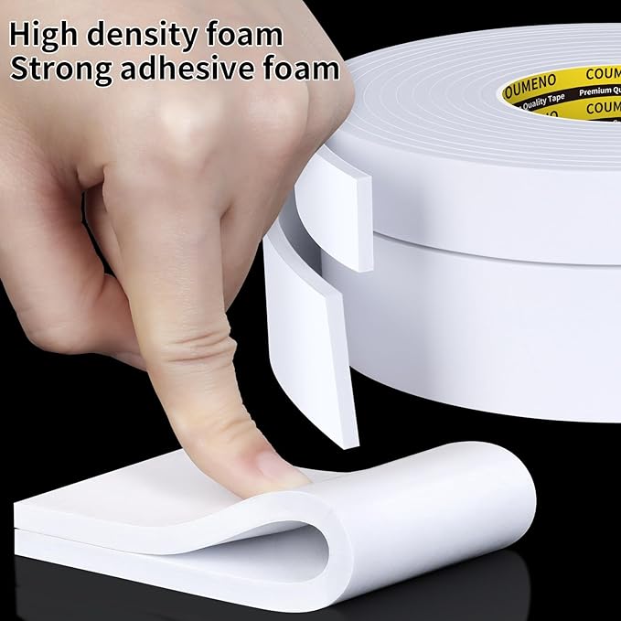 Single-Sided EVA Foam Tape Single-Sided Sealing Strip Foam Pad Sponge Tape,Self-Adhesive Insulation Sealing Tape (White) 1.2inX16.4FT