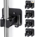 Stainless Steel Broom Holder, Heavy Duty, Rust Resistant, 4 Gripper Positions with 4 Hooks, Black