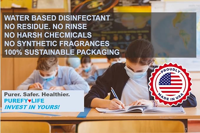 Purefypro Disinfectant Airesol Spray (100ml, 2 Pack) Eliminate 99.9999% Virus and Germs. No Residue. No Rinse. Travel Size.