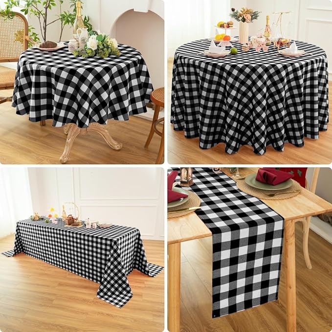 Classic Gingham Buffalo Tablecloth Fabric - Oblong 58x144 Inch Water Proof Checkered Table Cloth for Indoor Outdoor - Table Cover for Birthday, Picnics, BBQs, and Parties