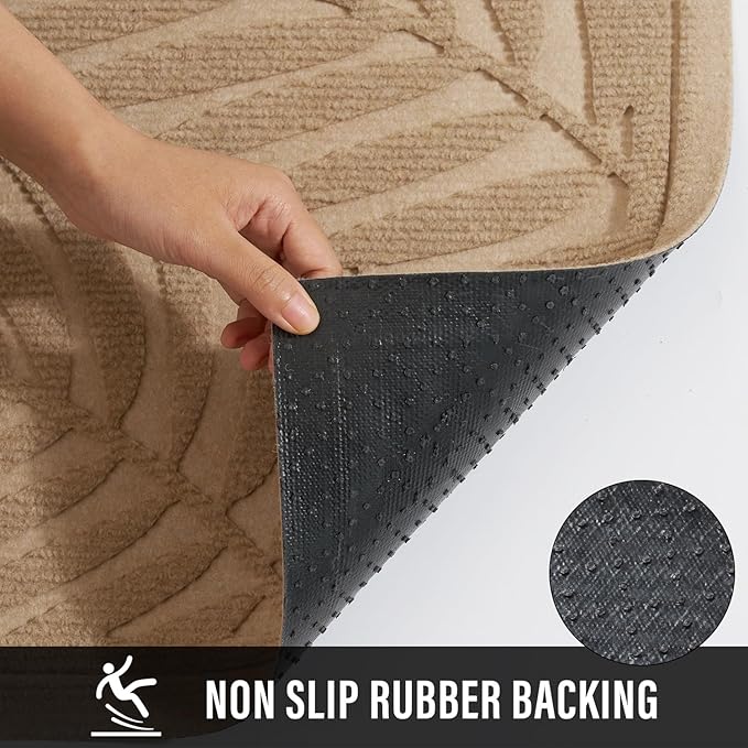 Front Door Mat, Absorbent Resist Dirt Welcome Door Mat Indoor Outdoor, Waterproof Doormat, Sturdy Non Slip Backing, Fade Resistant, Low Profile Entry Mat for Entryway, 36×24, Beige